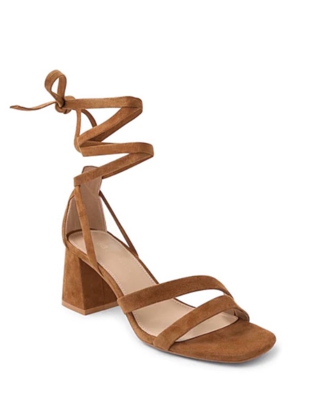BCBGeneration Debby Sandal Camel Tan Suede Strappy Wrap Heels Sz 10